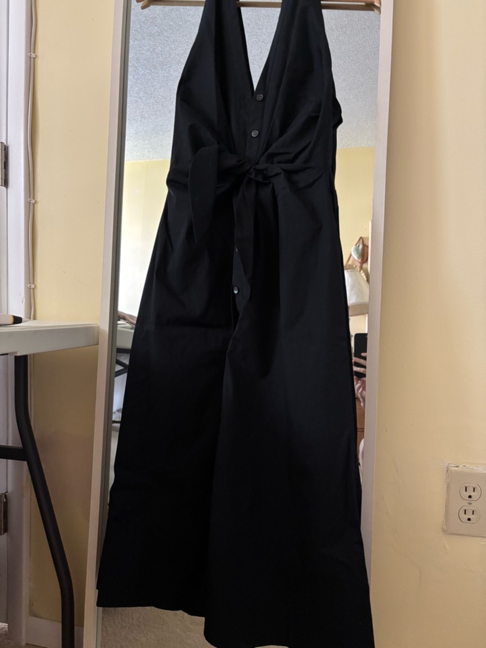 Veronica Beard Black Halter Button-Front Midi Dress - Picture 4 of 8